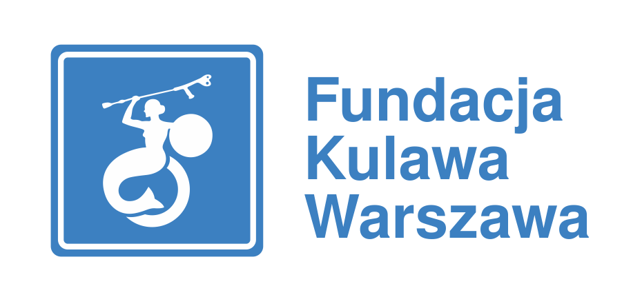 Fundacja Kulawa Warszawa Syrenka warszawska na wózku z kulą w ręce